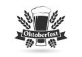 Oktoberfest logo, label, icon with beer glass or pint. Beer festival badge. Alcohol drink, brewery, bar design element. Royalty Free Stock Photo